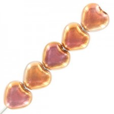 Czech Hearts beads 6mm Crystal sunset 00030/27137